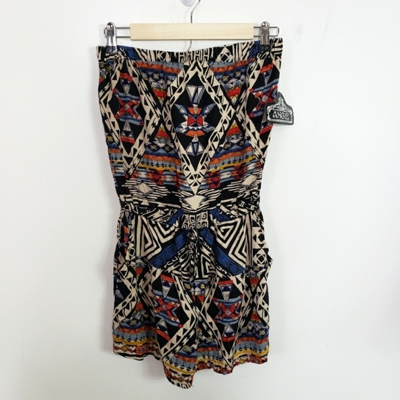 Angie abstract aztec pattern straplesa romper - Picture 1 of 7